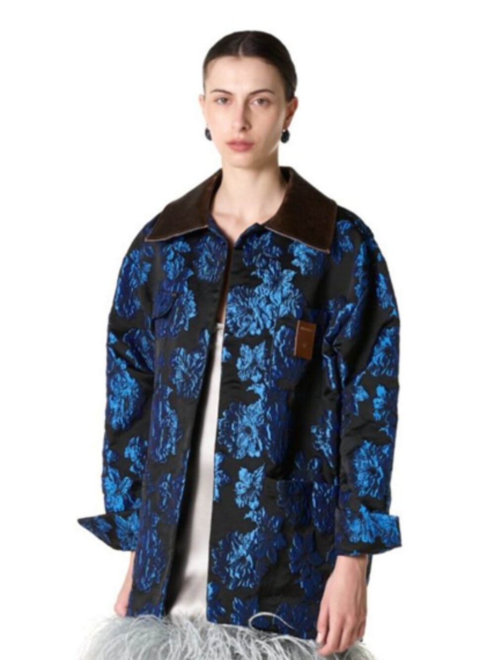 Milkwhite Brocade Jacquard Parka Jacket Medium